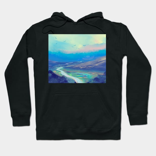 Blue Sky White Clouds Hoodie by timegraf